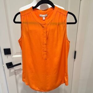 Banana Republic - Orange Sleeveless Snap Front Silk Blouse - Size: 6